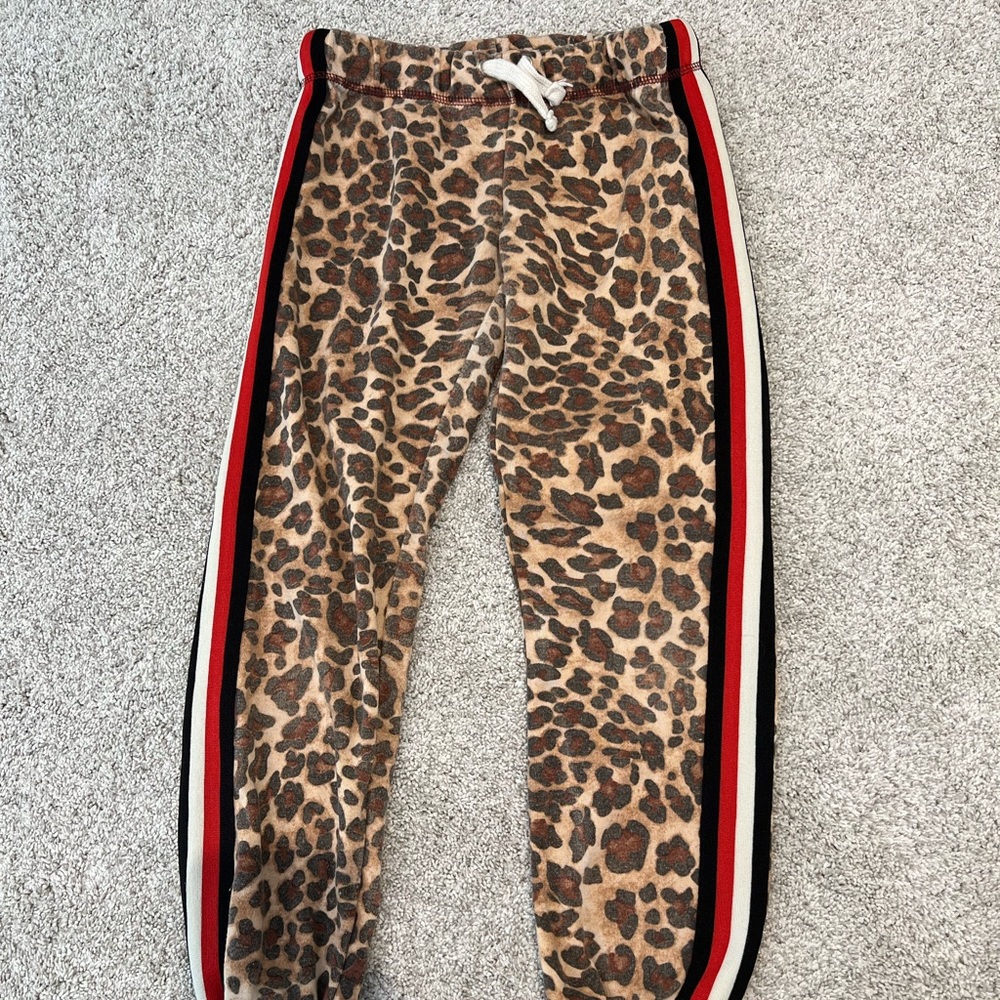 Kids Cheetah Print Sweatpants with Stripes